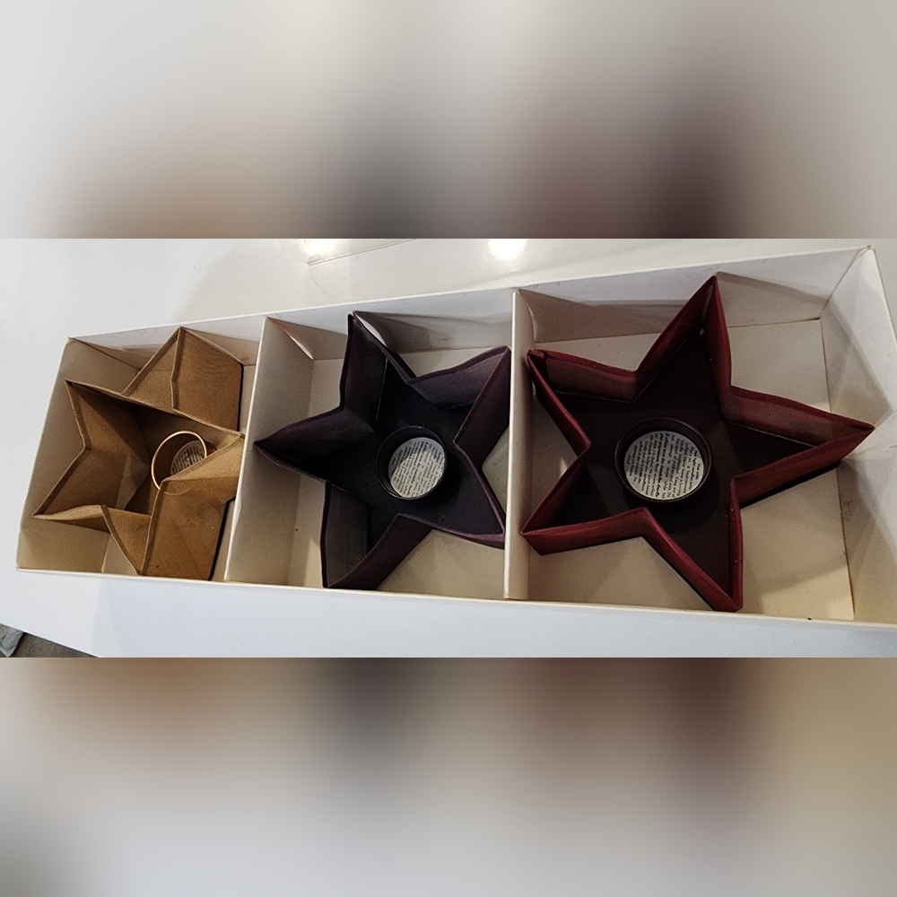 Used Pier 1 Star-Shaped Candle Holders - Tan, Purple, Burgundy